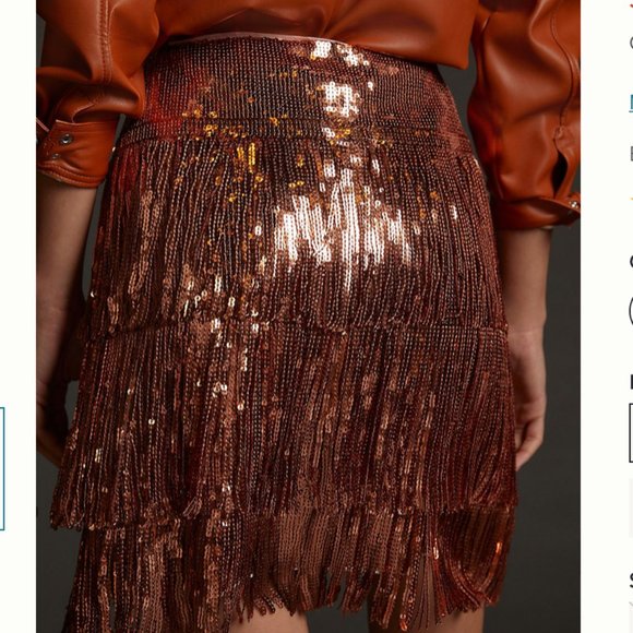 ⭐️ Maeve Fringed Sequined Boho Peasant Hipster Hippie Art Deco Farm Tassel Skirt - Picture 4 of 7